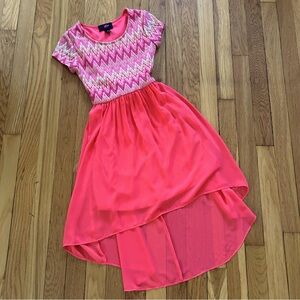 iZ Byer Girl size 8 coral dress with hi/low skirt